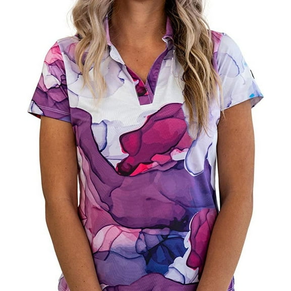 Yatta Golf Womens Standout Performance Short Sleeve Golf Polo Shirt (Purplicious, XX-Large)