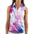 thumbnail image 1 of Yatta Golf Womens Standout Performance Sleeveless V-Neck Golf Polo Shirt (Purplicious, X-Small), 1 of 5