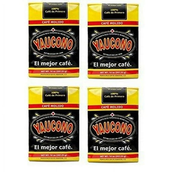 Yaucono Coffee Arabica Medium Roast Ground, Roasted and Bagged in Puerto Rico, 14 Ounce (Pack of 4)