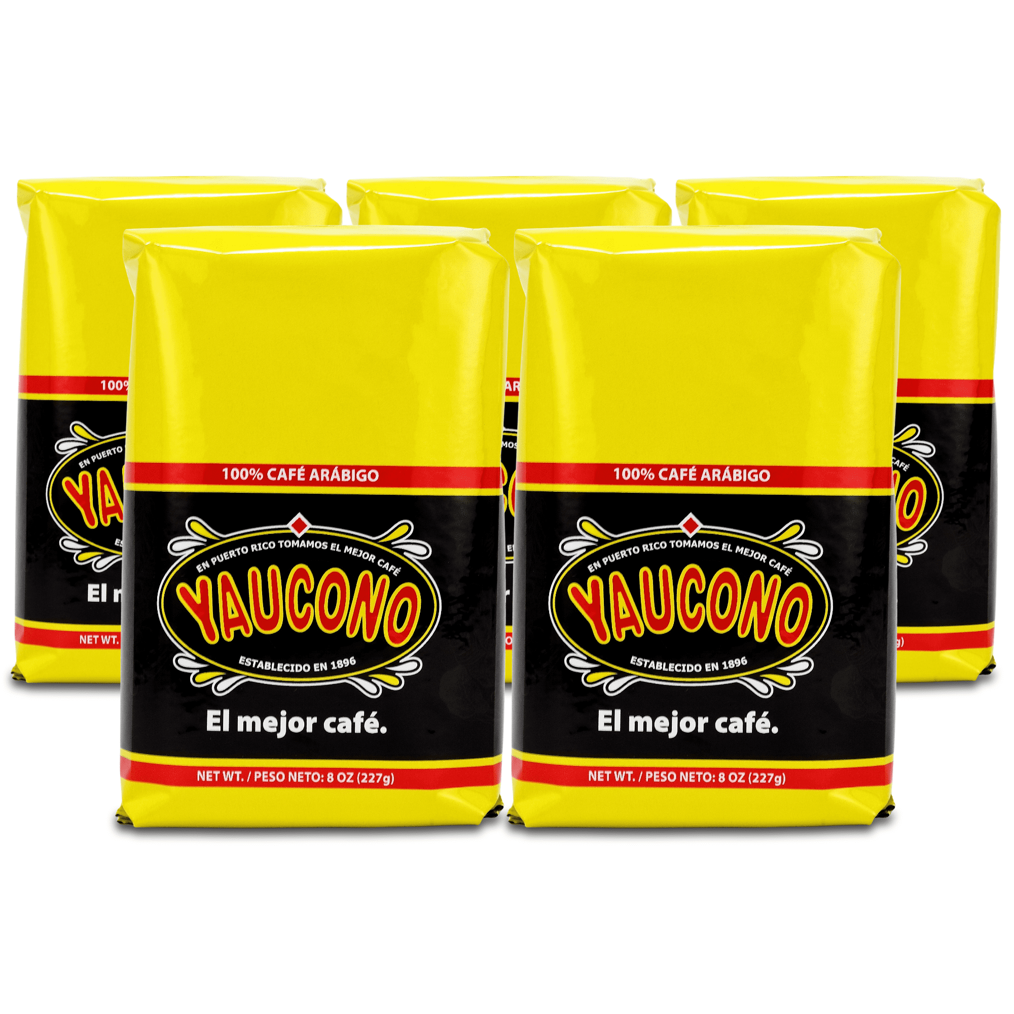 Yaucono Ground Coffee Bagged, 8 Ounce (Pack of 5)