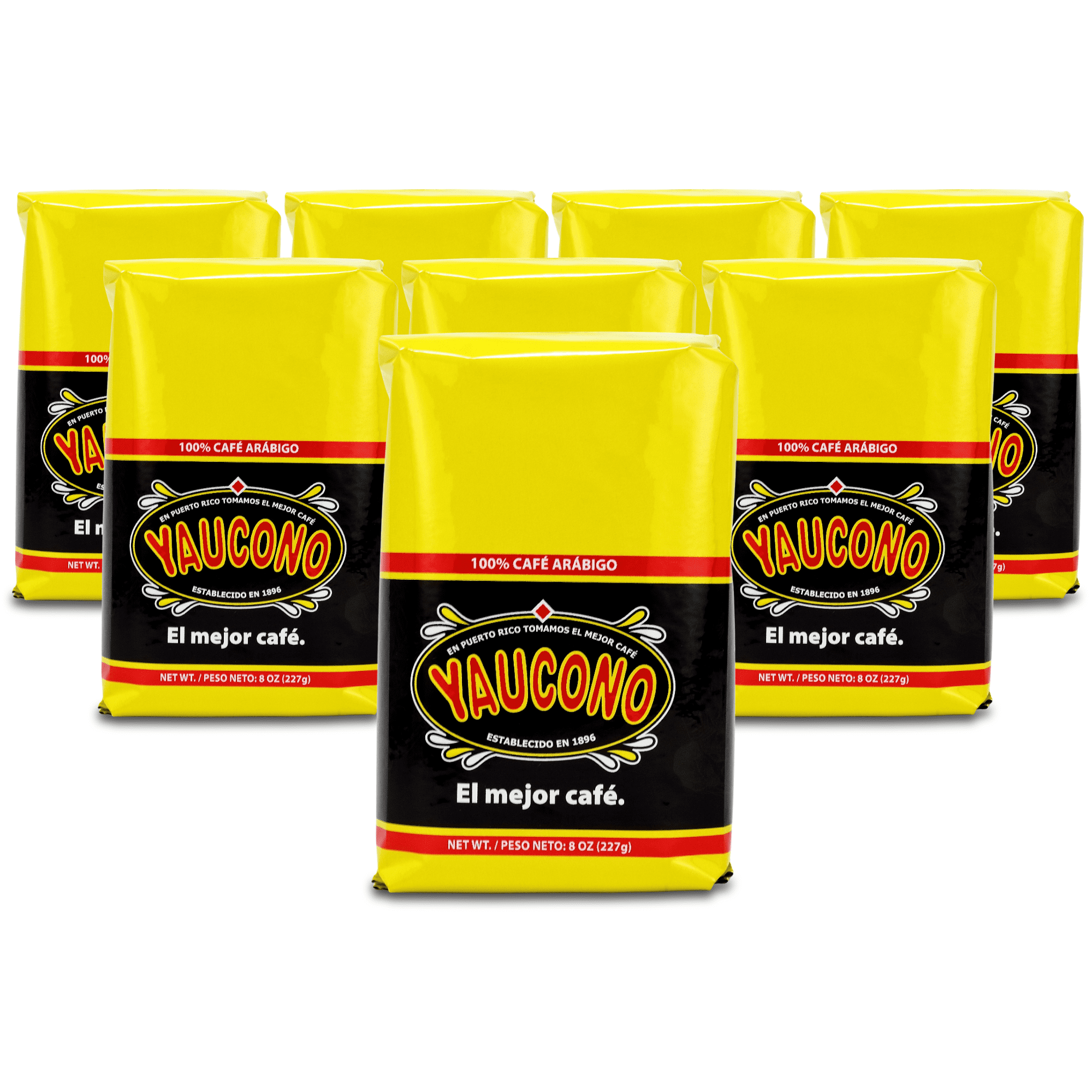 Yaucono Ground Coffee Bagged, Medium Roast, 8 Ounce (Pack of 8)