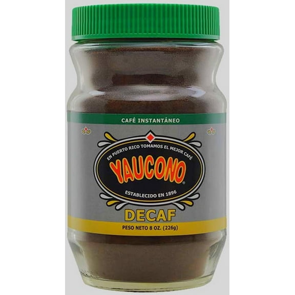 Yaucono Instant Coffee Decaf, Arabica, Medium Roast, from Puerto Rico, Glass Jar, 8 Ounce (Pack of 1)
