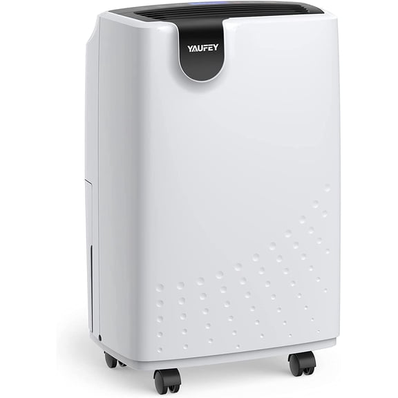 Yaufey 2500 Sq. Ft Dehumidifier for Home and Basements with Auto or Manual Drainage, 0.48 Gallon Water Tank Capacity -Low Noise and 24 Hr Timer