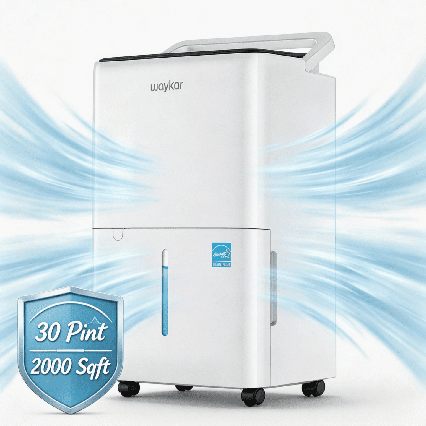 Waykar 30 Pint Energy Star Dehumidifier for Bedroom & Bathroom up to 2,000 Sqft, Ultra-Quiet Portable Mini Dehumidifier with 4 Modes, Auto Defrost, 10 Pint DOE