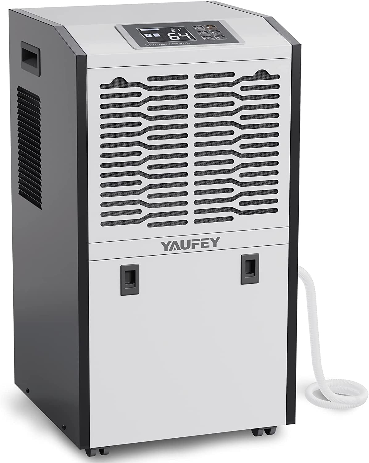 Yaufey Large Commercial 155 Pint Dehumidifier for Spaces up to 8,000 Sq. Ft - Includes 6.56ft Drain Hose, 1.32 Gal Water Tank Ideal for Large Basements, Industrial or Commercial Spaces and Job Sites