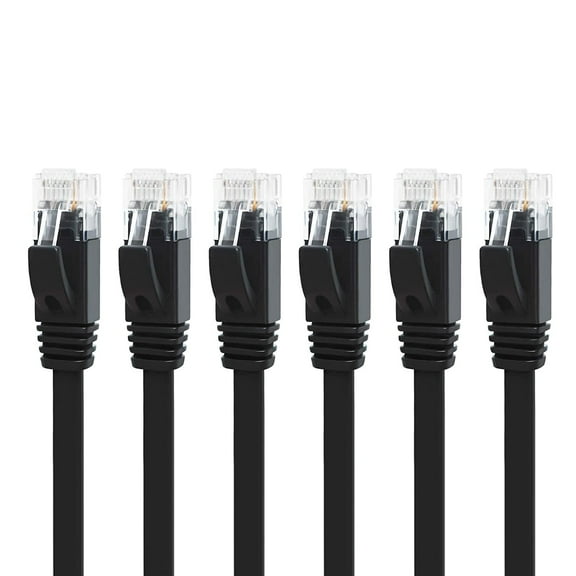 Yauhody CAT 6 Ethernet Cable 7ft CAT6 Network Cable 7ft Black internet Cable High Speed Solid Flat CAT6 Gigabit Internet Network Cables 7ft Patchcable CAT6 Lan Cable 7ft for Modem, Router, Computer