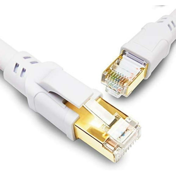 Yauhody CAT 8 Ethernet Cable, 1.5ft, RJ45 to RJ45 Connector, High Speed Network Cable, White