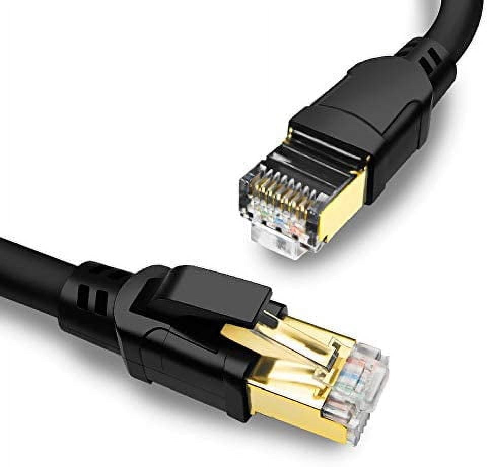 Yauhody CAT 8 Ethernet Cable 100FT High Speed 40Gbps 2000MHz SFTP Internet Network LAN Wire for PS5,X BOX,Router, Modem, PC, Switches, Hub, Laptop (100ft,Black)