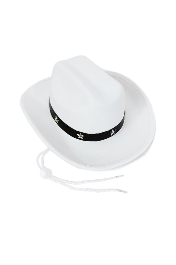 Cowboy Hat Kids Western Pork Pie Hat With Star Studs Adjustable Strap For Ages 3-12 Outdoor And Party Wear