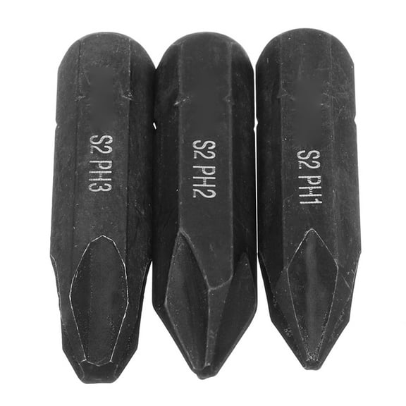 Yauxim Screwdriver Bits Black 8mm Alloy Steel Screw Bit Strong Magnetic Bit PH1 / PH2 / PH3 3 Pieces Set Tools
