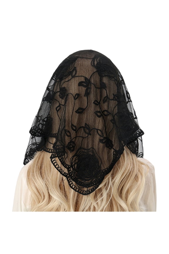 Veil Popular Lace Mantilla Head Veil for Catholic Vintage Head Covering Scarf Flower Shawl Women Neckwear