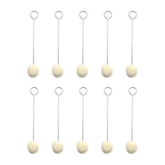 Yauxim Wool Ball Brush 10Pcs Wool Daubers Ball Leather Dye Tool 4.9" Length Wool Balls Brush with Steel Handle for Projects