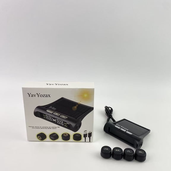 YavYozax Electronic devices for activating and resetting TPMS LCD Real-time Display, Auto Sleep Mode, Easy to Install, Solar & USB Charge