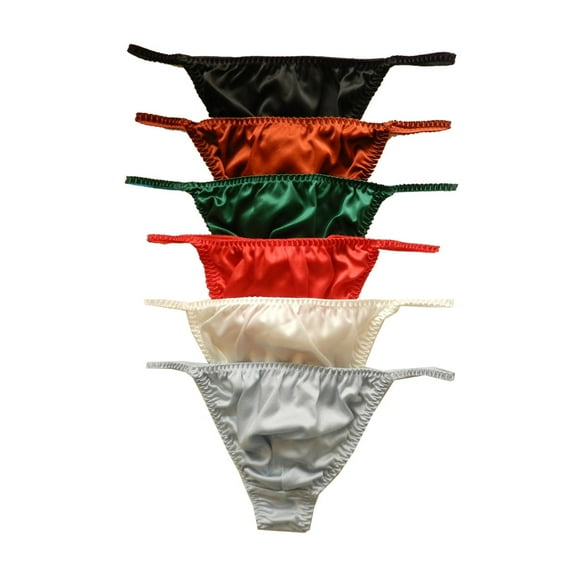 Yavorrs 6pcs Men's Silk Thongs Panties Sexy T-Back Mens Underwear