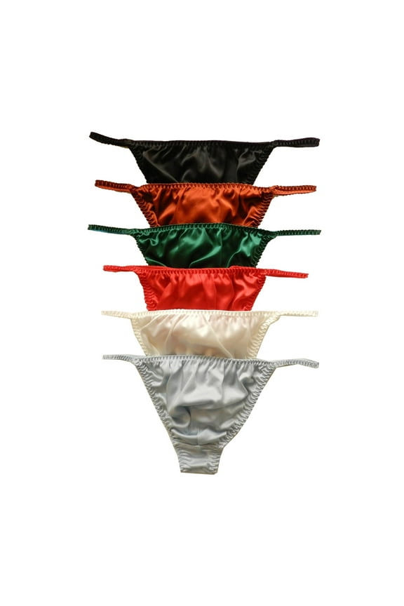 6pcs Men's Silk Thongs Panties Sexy T-Back Mens Underwear