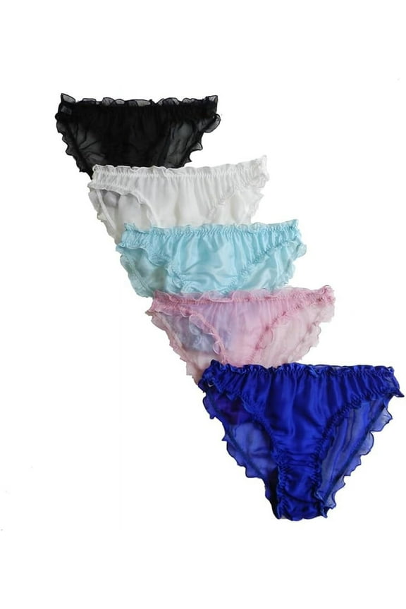 Women 100% Pure Silk Panties Flouncing Bikini Briefs