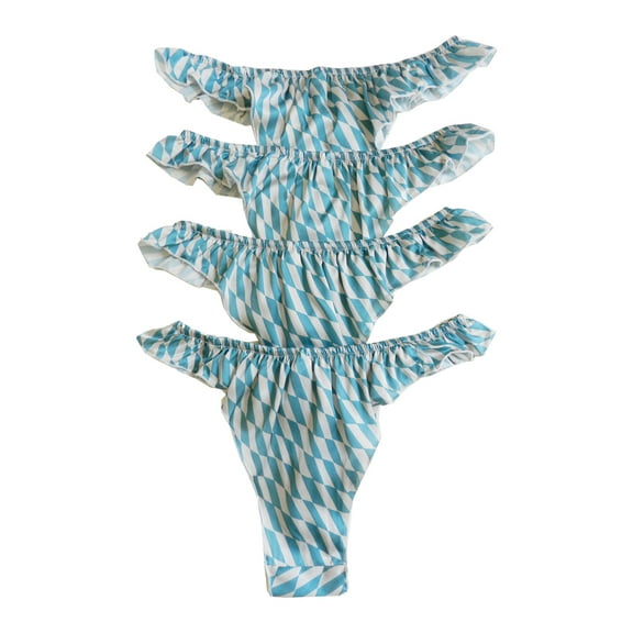 Yavorrs Women's Silk Panties Satin Thongs Ruffle Underwear flower