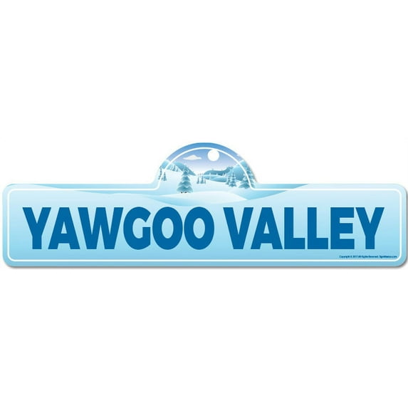 Yawgoo Valley Street Sign | Indoor/Outdoor | Skiing Skier Snowboarder Décor for Ski Lodge Cabin Mountian House | SignMission personalized gift