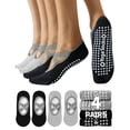 thumbnail image 1 of Yawlsow 4 Pairs Pilates Socks with Grip for Woman, Breathable Cross-Strap Design, Non-Slip Yoga Socks for Barre, Ballet, Workout, Hospital, 1 of 6