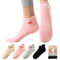 thumbnail image 1 of Yawlsow 4 Pairs Pilates Socks with Grips for Women, Grippy Socks with Cherry Embroidery for Yoga Barre Workout, Hospital, US Size 5-9, 1 of 6