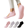thumbnail image 1 of Yawlsow 4 Pairs Pilates Socks with Grips for Women, Non-Slip Yoga Socks for Barre, Ballet, Barefoot Workout, 1 of 6