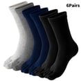thumbnail image 1 of Yawlsow 6 Pairs Mens Toe Socks Crew Cotton Five Finger Socks for Athletic Running, 1 of 8