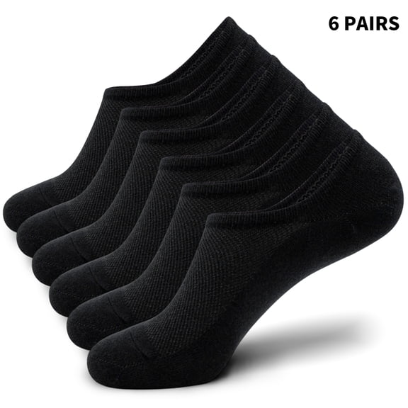 Yawlsow 6 Pairs Unisex No Show Socks, Low Cut Invisible Liner Non-Slip Cotton Ankle Socks with Breathable Mesh for Women and Men