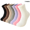 thumbnail image 1 of Yawslow 7 Pairs Women's Fuzzy Socks, Soft Cozy Winter Warm Fluffy Socks for Home Sleeping, US Size 5-10, 1 of 7