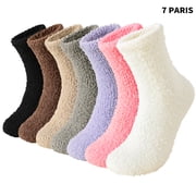 Yawlsow 7 Pairs Fuzzy Socks for Women, Soft Cozy Winter Warm Fluffy Socks for Home Sleeping, US Size 5-10