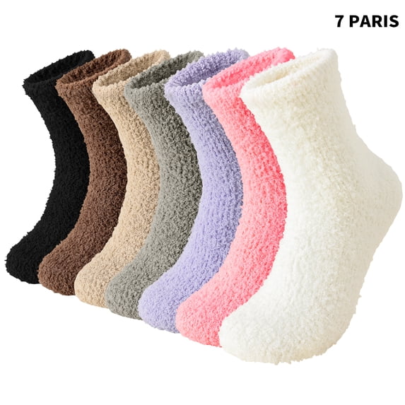 Yawslow 7 Pairs Women's Fuzzy Socks, Soft Cozy Winter Warm Fluffy Socks for Home Sleeping, US Size 5-10