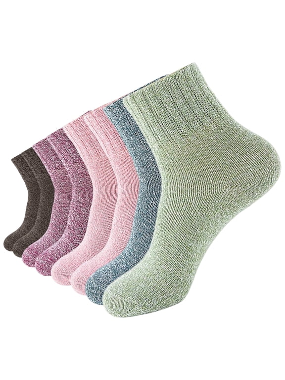 8 Pairs Women Wool Socks, Thick Soft Thermal Knit Crew Socks for Winter, Cozy Warm Socks, Size 5-10