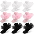 thumbnail image 1 of Yawlsow 9 Pairs Girls Ruffle Socks, Soft Cotton Double Lace Frilly Turn Cuff Socks for Kids 4-10 Years, 1 of 7