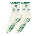 thumbnail image 1 of Yawlsow Pilates Socks with Grips for Woman, Non Slip Ruffle Yoga Socks with 6-Bow & Arch Support for Barre Ballet Workout, Hospital, 1 of 5