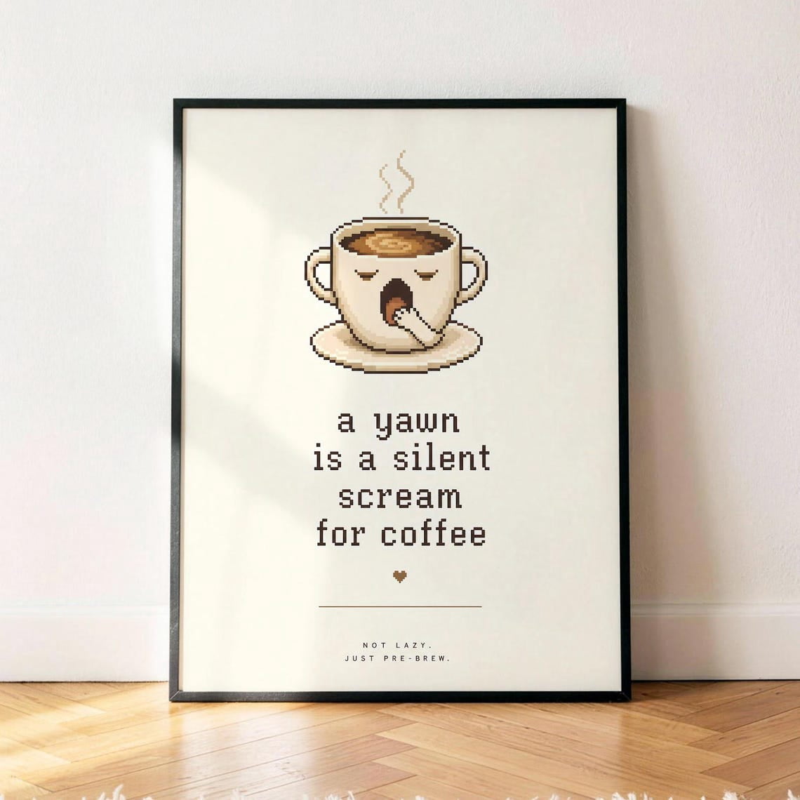 Yawning Coffee Cup Poster, Caffeine, Lover, Retro Bar, Kitchen And ...
