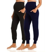 YAWRUT Two-Piece Set Women's Maternity Casual High Waist Support with Ventral Pocket Corset Leg Sports Casual Pants