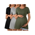 thumbnail image 1 of Yawrut 3-Piece Women's Pregnant Short Sleeved Girdle The Waist T-Shirt, 1 of 7