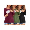 thumbnail image 1 of Yawrut 3PCS Womens Nursing Tops Double Layer Breastfeeding Shirts Long Sleeve Maternity Clothes, 1 of 6
