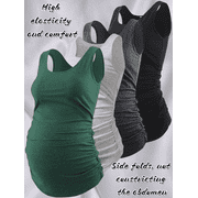 YAWRUT Maternity 4-Piece Tank Tops Sleeveless Ruched Basic Tops Maternity Shirt Vest Mama Clothes