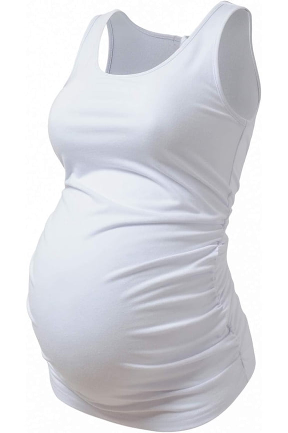 Maternity Tank Tops Sleeveless Ruched Basic Tops Maternity Shirt Vest Mama Clothes