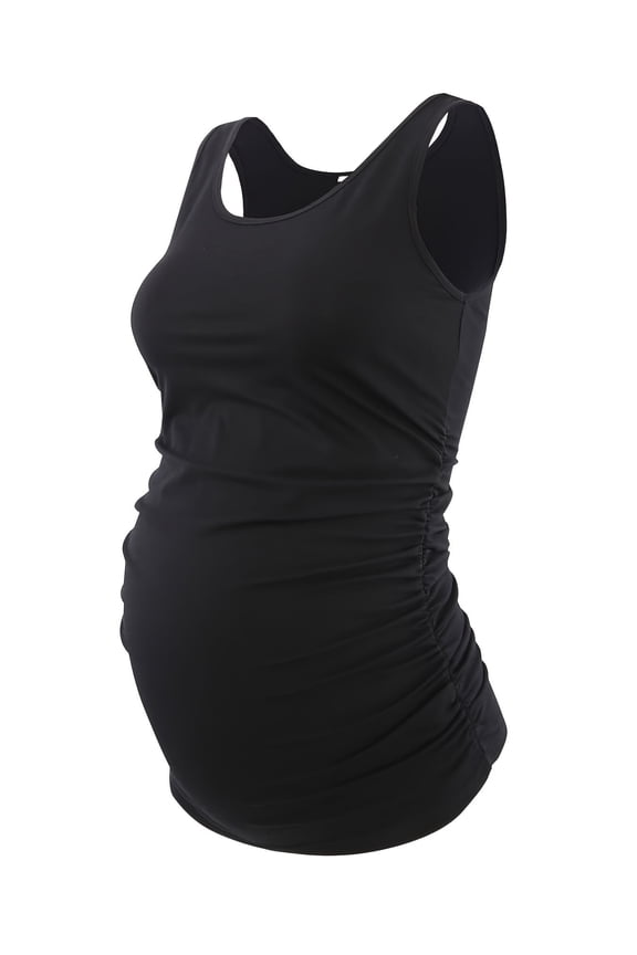 Maternity Tank Tops Sleeveless Ruched Basic Tops Maternity Shirt Vest Mama Clothes