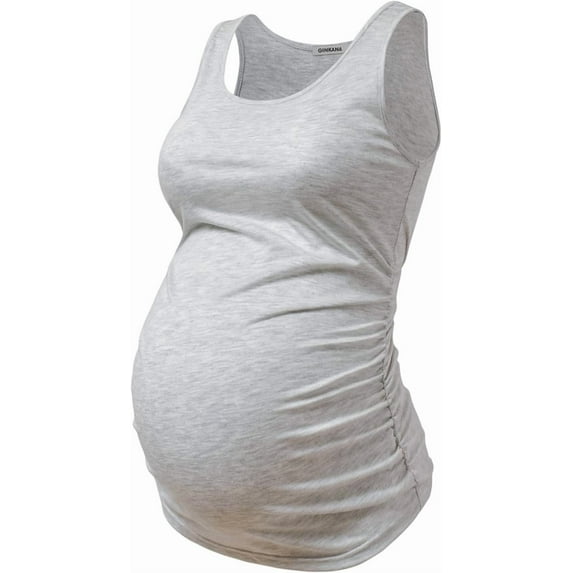 Yawrut Maternity Tank Tops Sleeveless Ruched Basic Tops Maternity Shirt Vest Mama Clothes
