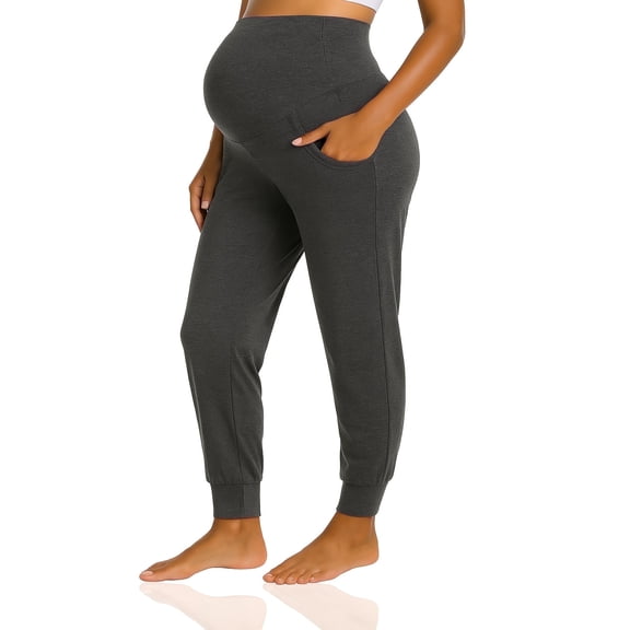 Yawrut Women Pregnant Women High Waist Support Side Pocket Bunched feet Exercise Yoga Pants