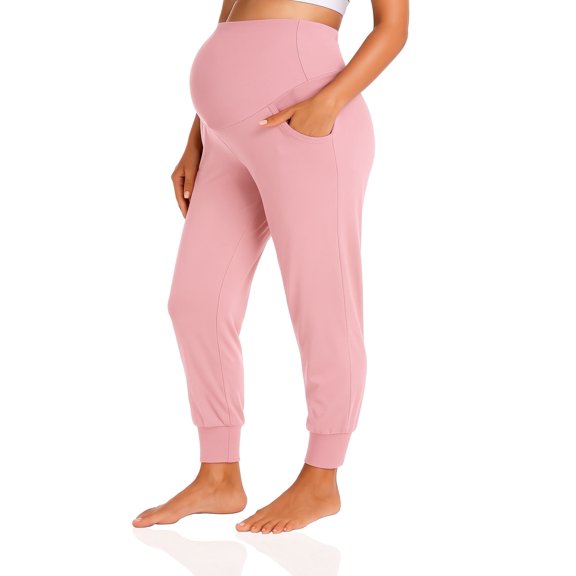 Yawrut Women Pregnant Women High Waist Support Side Pocket Bunched feet Exercise Yoga Pants