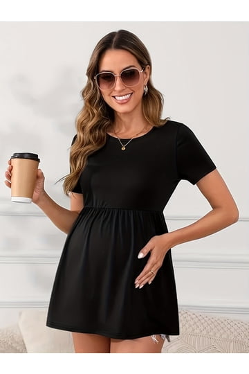 Blouse Maternité Femme Manches Courtes Noire Taille M - Occasion Très Bon État