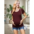 thumbnail image 1 of Yawrut Women's Short Sleeve Side Pleated Waist Classic Maternity T-shirt, 1 of 5