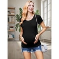 thumbnail image 1 of Yawrut Women's Short Sleeve Side Pleated Waist Classic Maternity T-shirt, 1 of 5