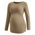 thumbnail image 1 of Yawrut Womens Maternity Long Sleeve Tshirt Classic Side Ruched Tee Top Mama Pregnancy Clothes, 1 of 5