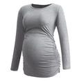 thumbnail image 1 of Yawrut Womens Maternity Long Sleeve Tshirt Classic Side Ruched Tee Top Mama Pregnancy Clothes, 1 of 5