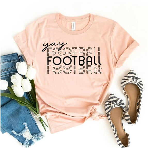 Yay Football T-shirt Sports Shirt Soccer Mom Tee Game Day Gift Mama Top Women's Funny Wife Sarcastic