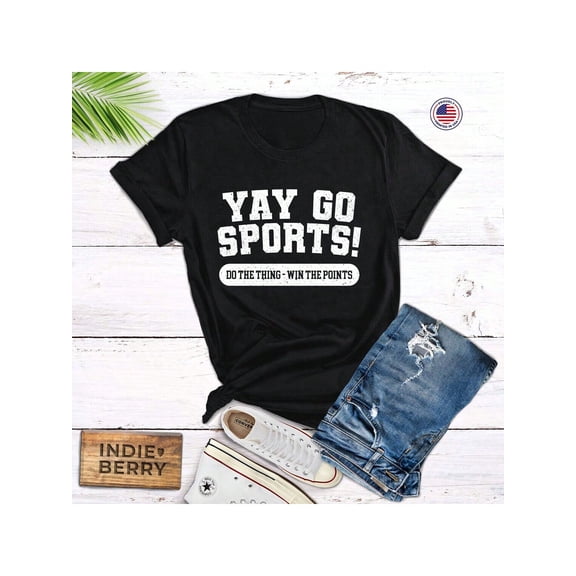 Yay Go Sports Shirt, American Football, Game Day, Football Day Shirt, Oversized Short Sleeve Classic Heavy Cotton T Shirt Printed Graphic Tee Women's Casual Short-Sleeved Top